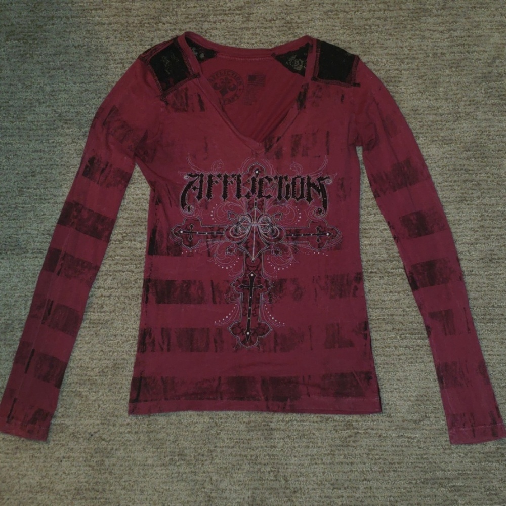 Burgundy long sleeve shirt